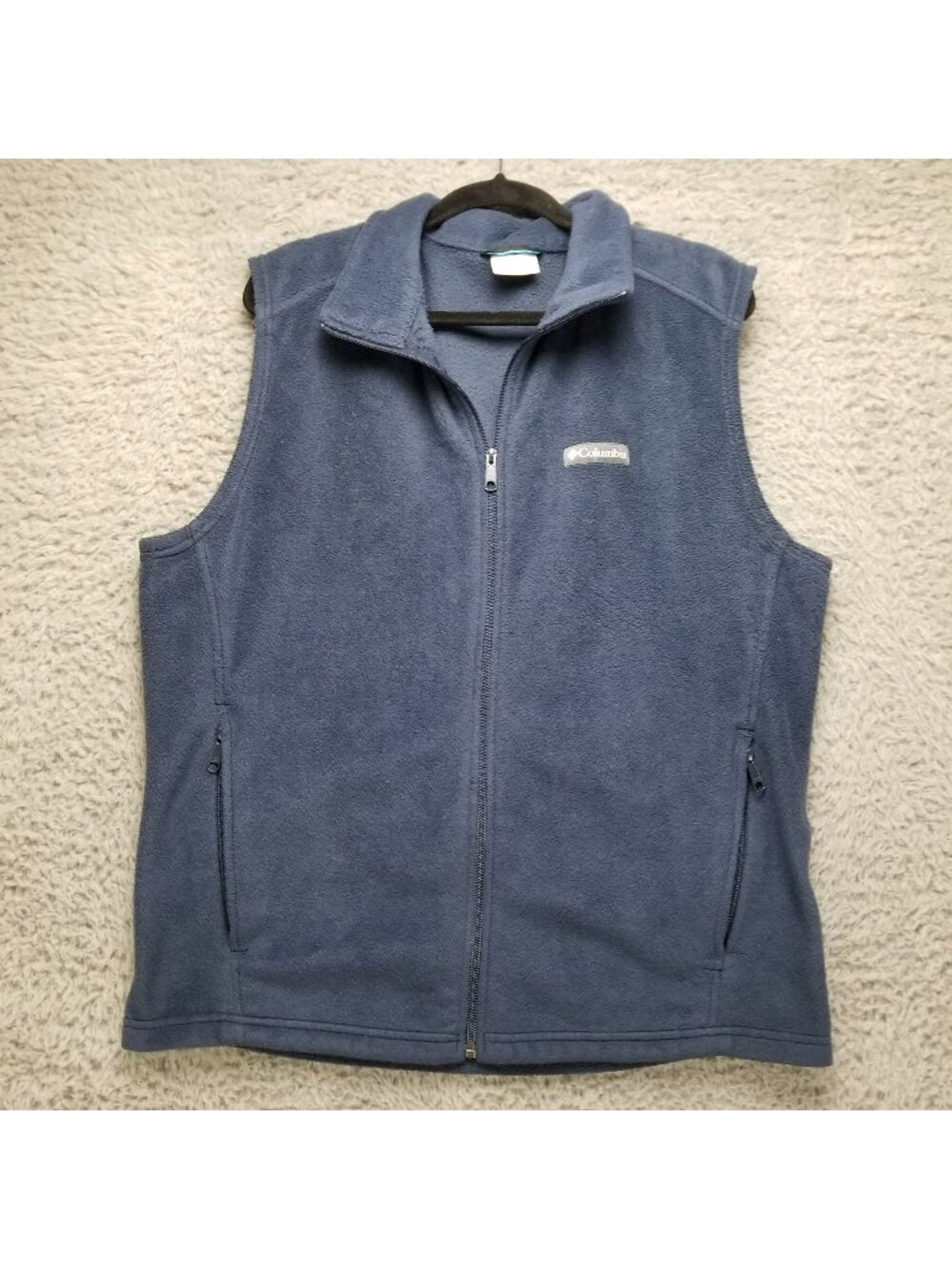 Columbia Jacket Mens Large Blue Full Zip Polyester Fleece Full Zip Vest